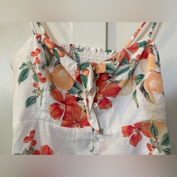 NWT Sofia Jeans by Sofia Vergara tie front peplum top linen blend fruit print M - Picture 3 of 11